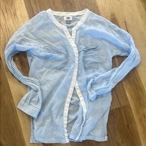 Blue Striped Button-Up Shirt